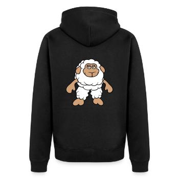 Schaf Steht Cool Gelangweilt Müde Cartoon Comic - Unisex Premium Bio Zip Hoodie - Schwarz - Hinten - Nico (187cm)