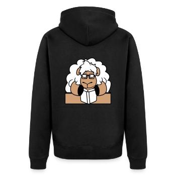 mouton nerd geek livre lecture nerd lunettes à monture de corne bureau - Veste à capuche bio Premium Unisexe - noir - Dos - Nico (187cm)