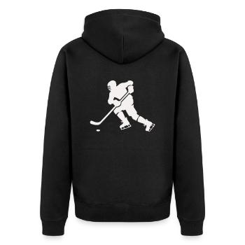 hockey - Unisex Premium Bio Zip Hoodie - Schwarz - Hinten - Nico (187cm)