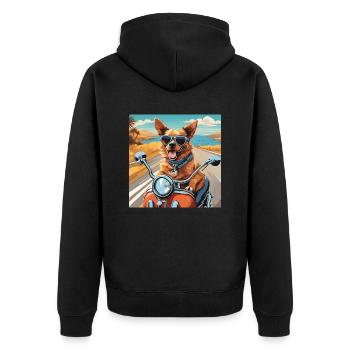 Dog - Unisex Premium Organic Zip Hoodie - black - Back - Nico (187cm)
