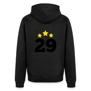 29 Jahre Stern - Geschenk zum 29. Jubiläum - Unisex Premium Bio Zip Hoodie - Schwarz - Hinten - Nico (187cm)