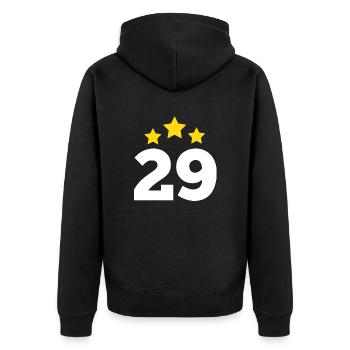 29 Jahre Stern - Geschenk zum 29. Jubiläum - Unisex Premium Bio Zip Hoodie - Schwarz - Hinten - Nico (187cm)