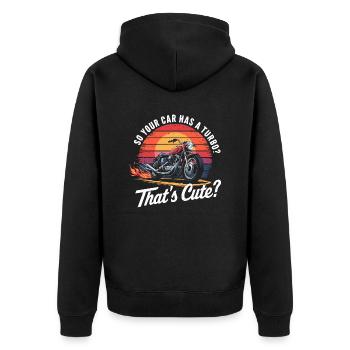 Funny motorcycle saying for racing - Unisex Premium Organic Zip Hoodie - black - Back - Nico (187cm)