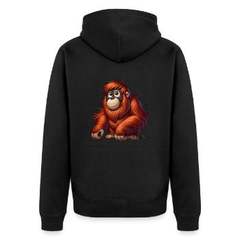 Orangutan 2 - Unisex Premium Organic Zip Hoodie - black - Back - Nico (187cm)