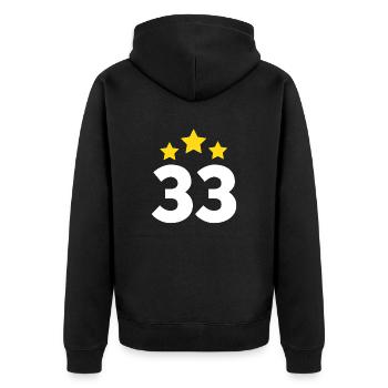 33 Jahre Stern - Geschenk zum 33. Jubiläum - Unisex Premium Bio Zip Hoodie - Schwarz - Hinten - Nico (187cm)