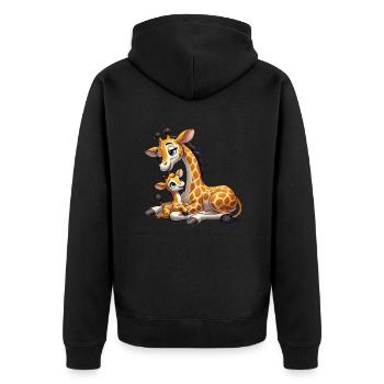 Giraffe mother with child - Unisex Premium Organic Zip Hoodie - black - Back - Nico (187cm)