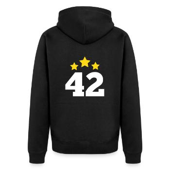 42 Jahre Stern - Geschenk zum 42. Jubiläum - Unisex Premium Bio Zip Hoodie - Schwarz - Hinten - Nico (187cm)