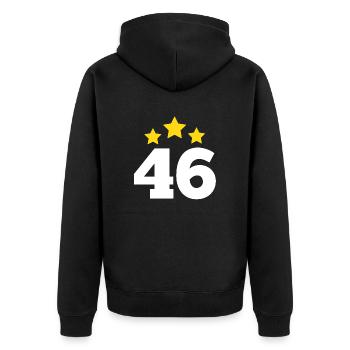 46 Jahre Stern - Geschenk zum 46. Jubiläum - Unisex Premium Bio Zip Hoodie - Schwarz - Hinten - Nico (187cm)