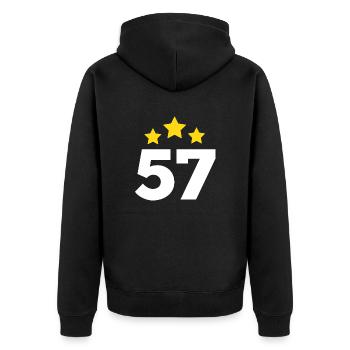 57 Jahre Stern - Geschenk zum 57. Jubiläum - Unisex Premium Bio Zip Hoodie - Schwarz - Hinten - Nico (187cm)