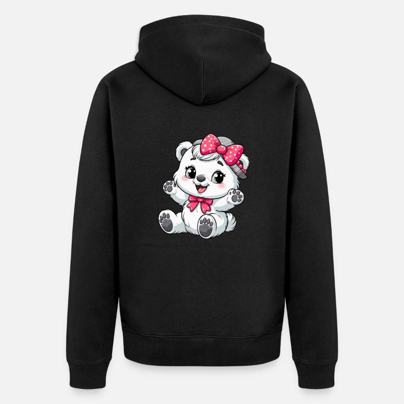 Kleinkind Eisbär Mädchen - Unisex Premium Bio Zip Hoodie - Schwarz