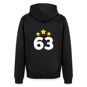 63 Jahre Stern - Geschenk zum 63. Jubiläum - Unisex Premium Bio Zip Hoodie - Schwarz - Hinten - Nico (187cm)