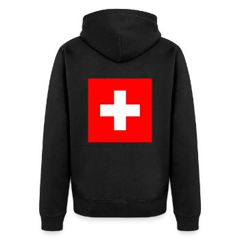 Switzerland - Unisex Premium Organic Zip Hoodie - black - Back - Nico (187cm)
