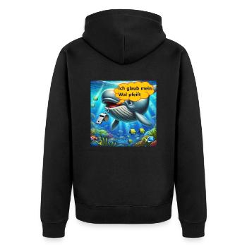 Ich glaub, mein Wal pfeift - Unisex Premium Bio Zip Hoodie - Schwarz - Hinten - Nico (187cm)
