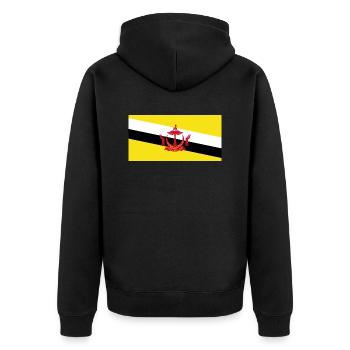 Burnei - Unisex Premium Organic Zip Hoodie - black - Back - Nico (187cm)