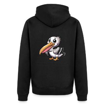 Pelikan - Unisex Premium Bio Zip Hoodie - Schwarz - Hinten - Nico (187cm)