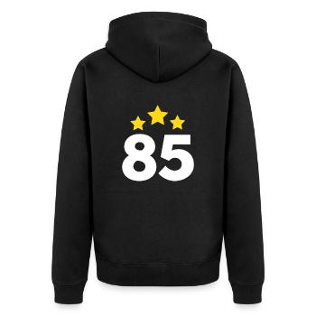 85 Years Star - 85th Anniversary Gift - Unisex Premium Organic Zip Hoodie - black - Back - Nico (187cm)