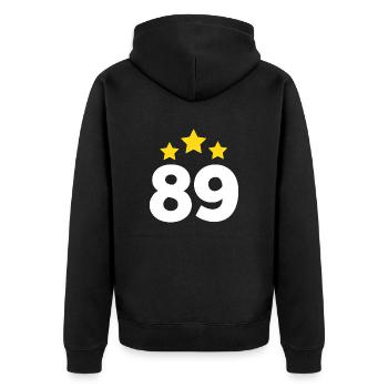 89 Jahre Stern - Geschenk zum 89. Jubiläum - Unisex Premium Bio Zip Hoodie - Schwarz - Hinten - Nico (187cm)