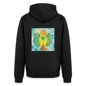 Herzengel Lichtöffner der Möglichkeiten - Unisex Premium Bio Zip Hoodie - Schwarz - Hinten - Nico (187cm)