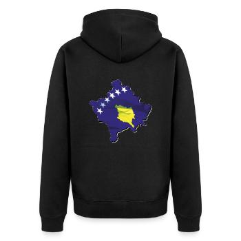 Drapeau du Kosovo sur la carte du Kosovo - Veste à capuche bio Premium Unisexe - noir - Dos - Nico (187cm)