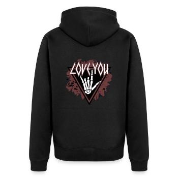 xoxo love you amore Blumen Frauen Valentinstag - Unisex Premium Bio Zip Hoodie - Schwarz - Hinten - Nico (187cm)