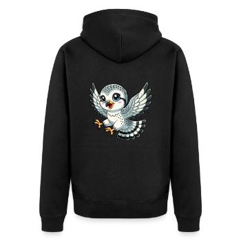 Falke Kind - Unisex Premium Bio Zip Hoodie - Schwarz - Hinten - Nico (187cm)