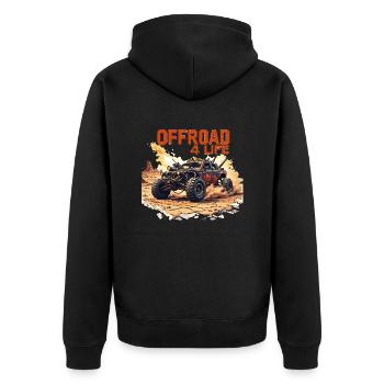 offroad 4 life 0022326 - Unisex Premium Bio Zip Hoodie - Schwarz - Hinten - Nico (187cm)