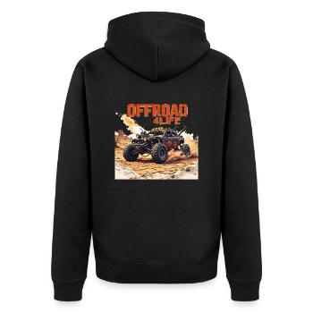 offroad 4 life 0022518 - Unisex Premium Bio Zip Hoodie - Schwarz - Hinten - Nico (187cm)
