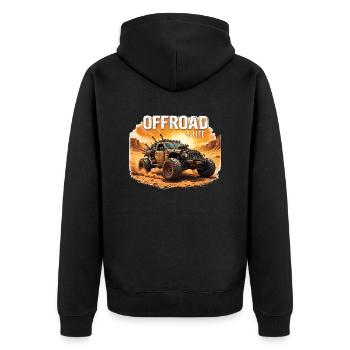 offroad 4 life 0022438 - Unisex Premium Bio Zip Hoodie - Schwarz - Hinten - Nico (187cm)