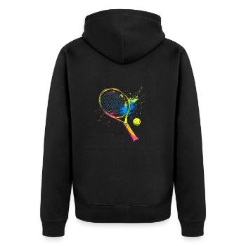 Colorful Tennis Racket - Unisex Premium Organic Zip Hoodie - black - Back - Nico (187cm)