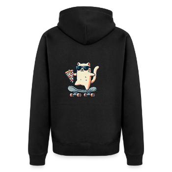 Pizzacat - Unisex Premium Organic Zip Hoodie - black - Back - Nico (187cm)