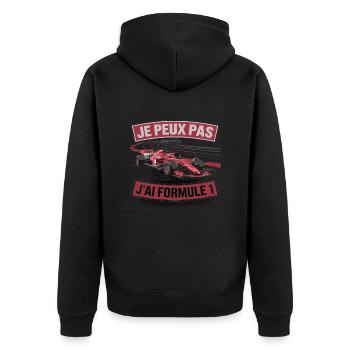 je peux pas j'ai formule un - Veste à capuche bio Premium Unisexe - noir - Dos - Nico (187cm)