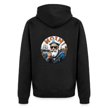 MOIN - 0026422 - Unisex Premium Bio Zip Hoodie - Schwarz - Hinten - Nico (187cm)