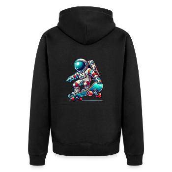 Astronaut Skateboard - Unisex Premium Organic Zip Hoodie - black - Back - Nico (187cm)