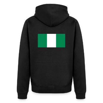 Nigeria - Unisex Premium Organic Zip Hoodie - black - Back - Nico (187cm)