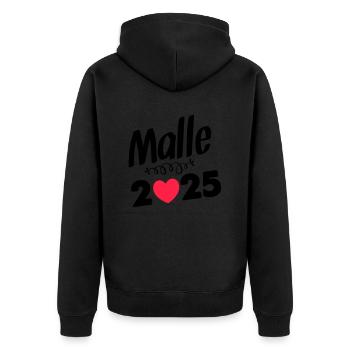 malle 2025 - Unisex Premium Bio Zip Hoodie - Schwarz - Hinten - Nico (187cm)
