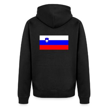 Slovenia - Unisex Premium Organic Zip Hoodie - black - Back - Nico (187cm)