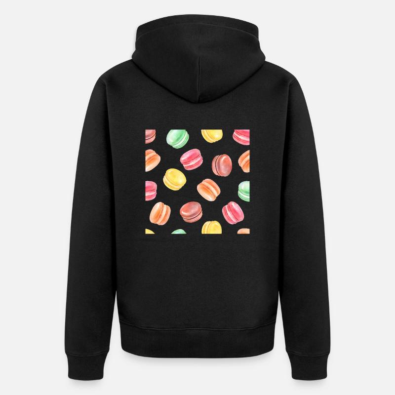 Bunte Macarons Muster - Unisex Premium Bio Zip Hoodie - Schwarz