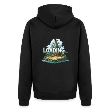 loading .. - Unisex Premium Bio Zip Hoodie - Schwarz - Hinten - Nico (187cm)
