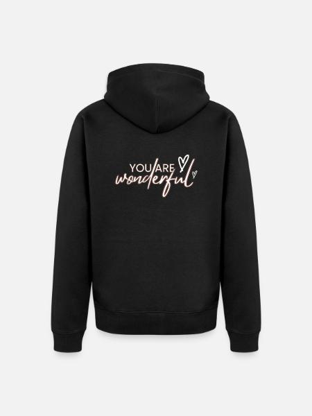 You are wonderful - Unisex Premium Organic Zip Hoodie - black