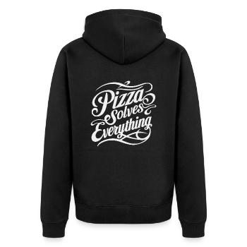 Pizza solves everything - Unisex Premium Organic Zip Hoodie - black - Back - Nico (187cm)
