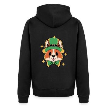 Kobold Lucky Corgi - Unisex Premium Bio Zip Hoodie - Schwarz - Hinten - Nico (187cm)