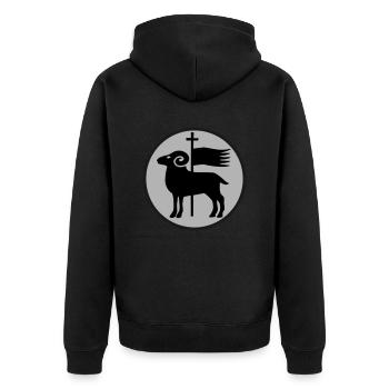 Gotland - Unisex Premium Organic Zip Hoodie - black - Back - Nico (187cm)