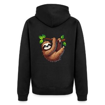 Sloth - Unisex Premium Organic Zip Hoodie - black - Back - Nico (187cm)