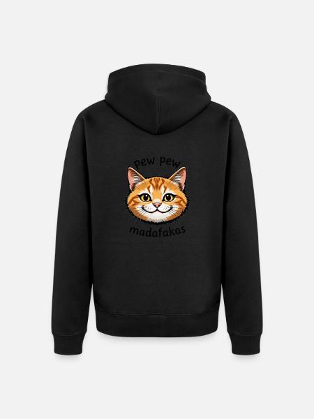 pew pew cat 094238 - Unisex Premium Organic Zip Hoodie - black