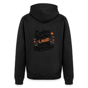 Explore Together adevnture travel quote text art - Unisex Premium Bio Zip Hoodie - Schwarz - Hinten - Nico (187cm)