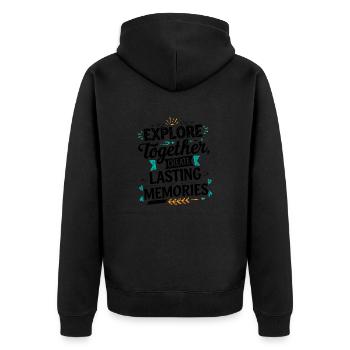 Explorez ensemble adevnture citation de voyage art texte - Veste à capuche bio Premium Unisexe - noir - Dos - Nico (187cm)
