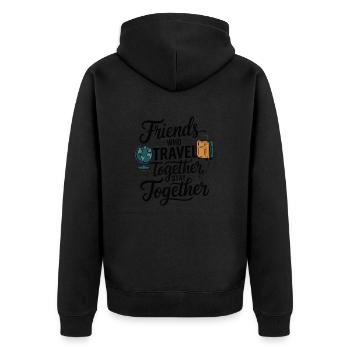 Friends Together adevnture citation de voyage texte art - Veste à capuche bio Premium Unisexe - noir - Dos - Nico (187cm)