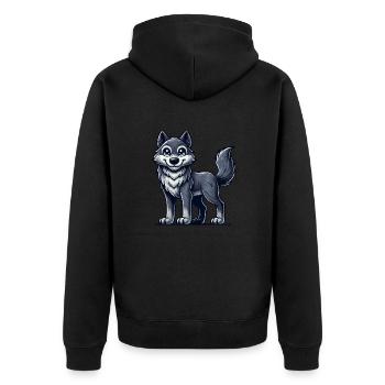 wolf - Unisex Premium Organic Zip Hoodie - black - Back - Nico (187cm)