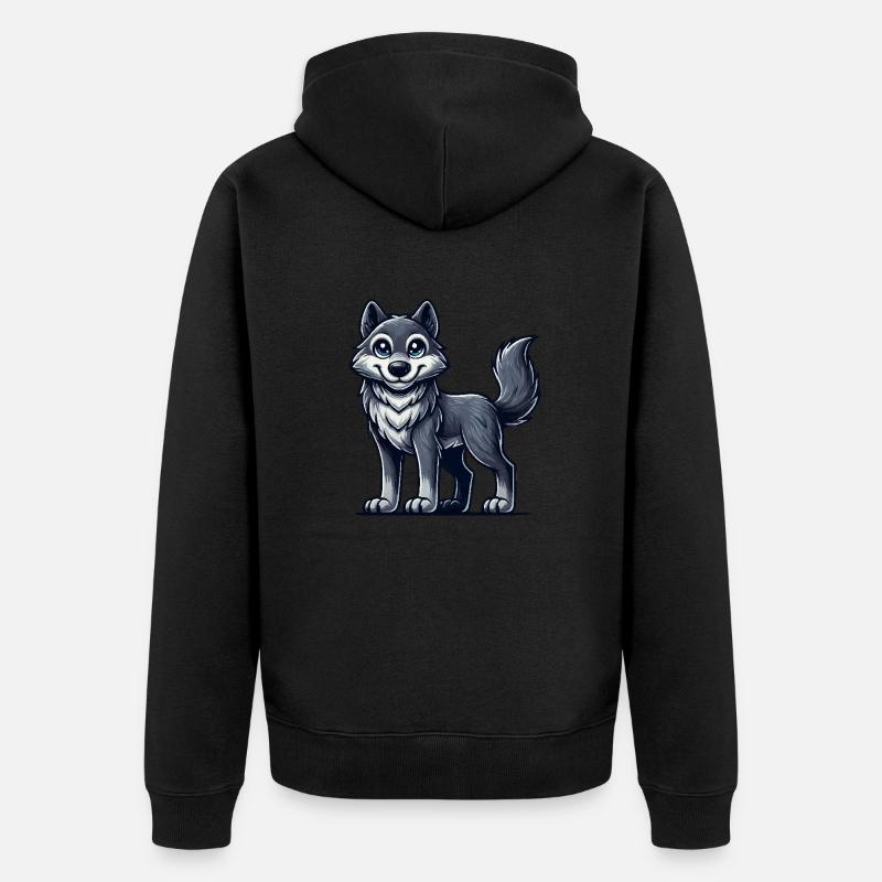 wolf - Unisex Premium Bio Zip Hoodie - Schwarz