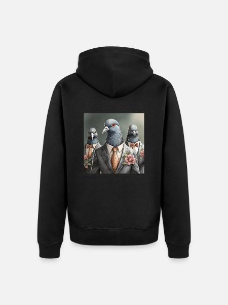 Doves in suits - Unisex Premium Organic Zip Hoodie - black